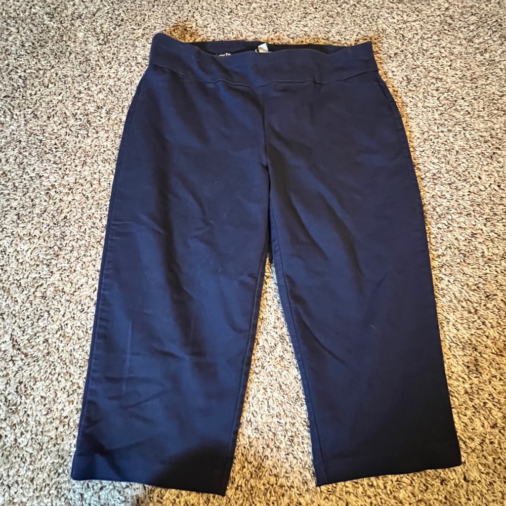 Croft & Barrow Effortless Stretch Capri Pant Navy Blue 12P Regular Women Pull On